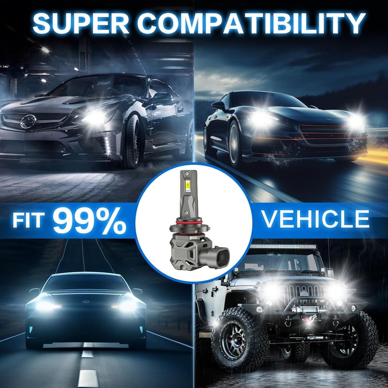 AUXIRACER HB3/9005 LED fényszóró 3000LM 120W 6500K fehér hiba nélküli autó lámpa csere szett