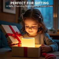 Lampă de noapte Auxmir tactilă, reglabilă, 3000 mAh, 256 culori RGB, 5 moduri, reîncărcabilă prin USB, cu temporizator, lampă de masă LED portabilă pentru copii, maro 9