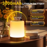 Lampă de noapte Auxmir tactilă, reglabilă, 3000 mAh, 256 culori RGB, 5 moduri, reîncărcabilă prin USB, cu temporizator, lampă de masă LED portabilă pentru copii, maro 4