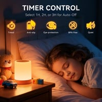 Lampă de noapte Auxmir tactilă, reglabilă, 3000 mAh, 256 culori RGB, 5 moduri, reîncărcabilă prin USB, cu temporizator, lampă de masă LED portabilă pentru copii, maro 2