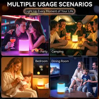 Lampă de noapte Auxmir tactilă, reglabilă, 3000 mAh, 256 culori RGB, 5 moduri, reîncărcabilă prin USB, cu temporizator, lampă de masă LED portabilă pentru copii, maro 8