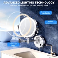 Nástenné kozmetické LED zrkadlo Auxmir s 1x/30x zväčšením, stmievateľné, 3 farby svetla, dotykový spínač, kúpeľňové zrkadlo na líčenie a holenie 6