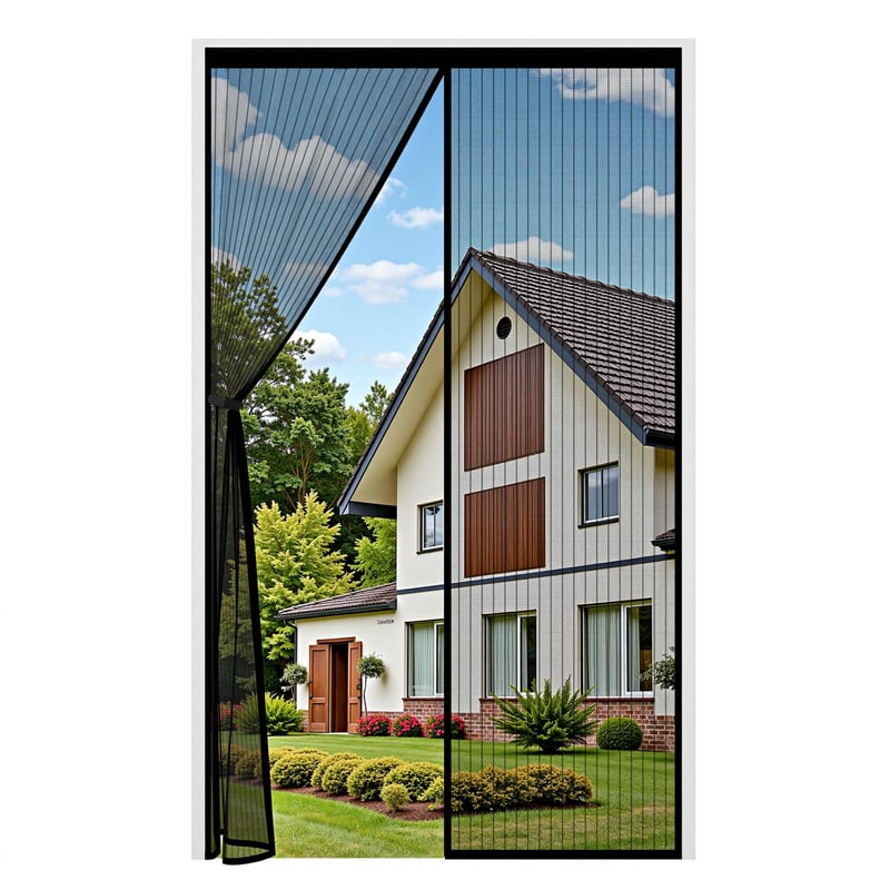 Magnetická sieť proti hmyzu na dvere Auxmir 75x200 cm - Zosilnené magnety, inštalácia bez vŕtania, sieť na ochranu proti hmyzu na balkónové dvere, čierna