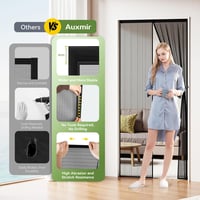 Auxmir Mágneses Szúnyogháló Ajtóra 75x200 cm - Erősített Mágnesekkel, Fúrás Nélkül Felszerelhető Rovarháló Erkélyajtóra, Fekete 7
