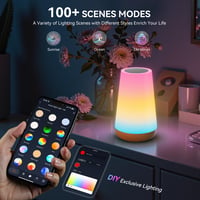 Auxmir pametna noćna svjetiljka, RGBICWW s upravljanjem na dodir i mogućnošću prigušivanja, WiFi LED stolna svjetiljka, 100+ načina rada, upravljanje putem aplikacije, kompatibilna s Alexa i Google Assistant, za dječju sobu 3