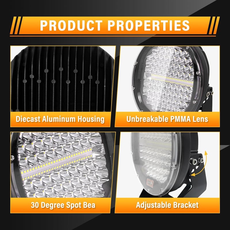 AUXTINGS 2db 23cm 294W LED munkalámpa piros kerek 24000lm vízálló spotlámpa teherautóhoz ATV traktorhoz