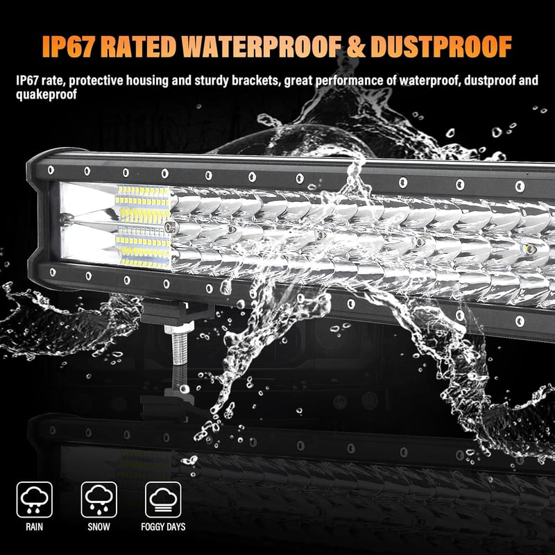 AUXTINGS 40 col 540W 3 sor 7D LED munkalámpa spot és szórt fény kombinált, DC 12V-24V 6000K, fekete UTV off-road