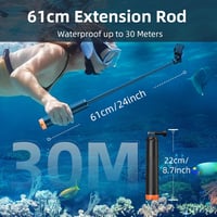 AuyKoo Vízálló Úszó Selfie Bot és Állvány - Kihúzható Monopod GoPro Hero 13-3+, DJI Action 5 Pro, Insta 360 Akciókamerákhoz - Narancs 2