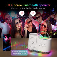 AUYLE Bluetooth hangszóró éjszakai lámpa vezeték nélküli töltővel RGB világítás 7