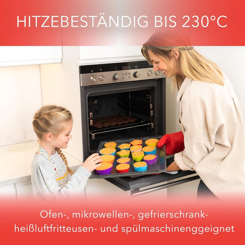 AVANA Nagy újrahasználható szilikon muffin forma 20 db, BPA mentes cupcake kapszula, 7 színben