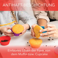 AVANA Nagy újrahasználható szilikon muffin forma 20 db, BPA mentes cupcake kapszula, 7 színben 5