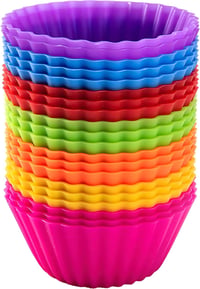 AVANA Nagy újrahasználható szilikon muffin forma 20 db, BPA mentes cupcake kapszula, 7 színben 1