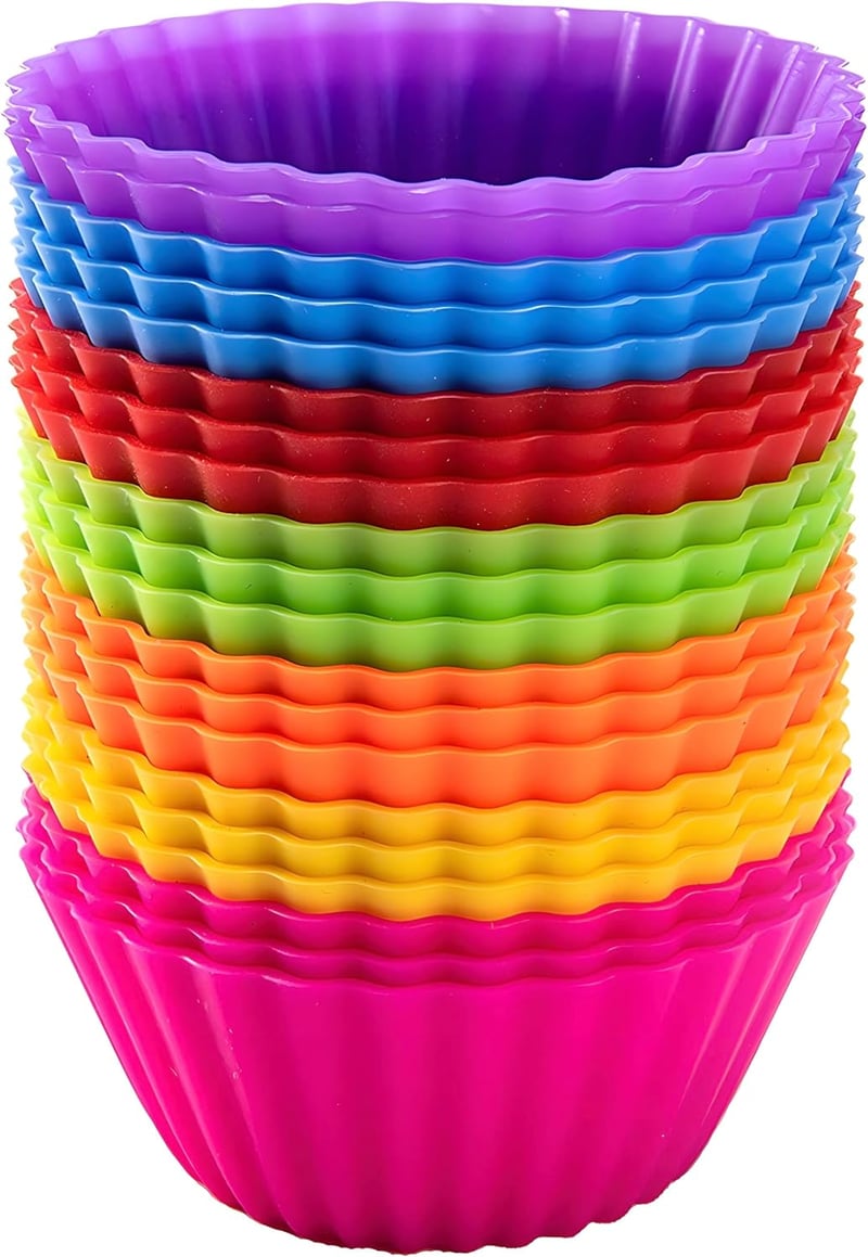 AVANA Nagy újrahasználható szilikon muffin forma 20 db, BPA mentes cupcake kapszula, 7 színben