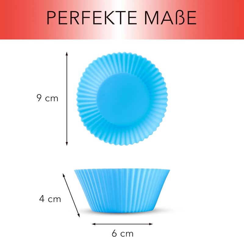 AVANA Nagy újrahasználható szilikon muffin forma 20 db, BPA mentes cupcake kapszula, 7 színben
