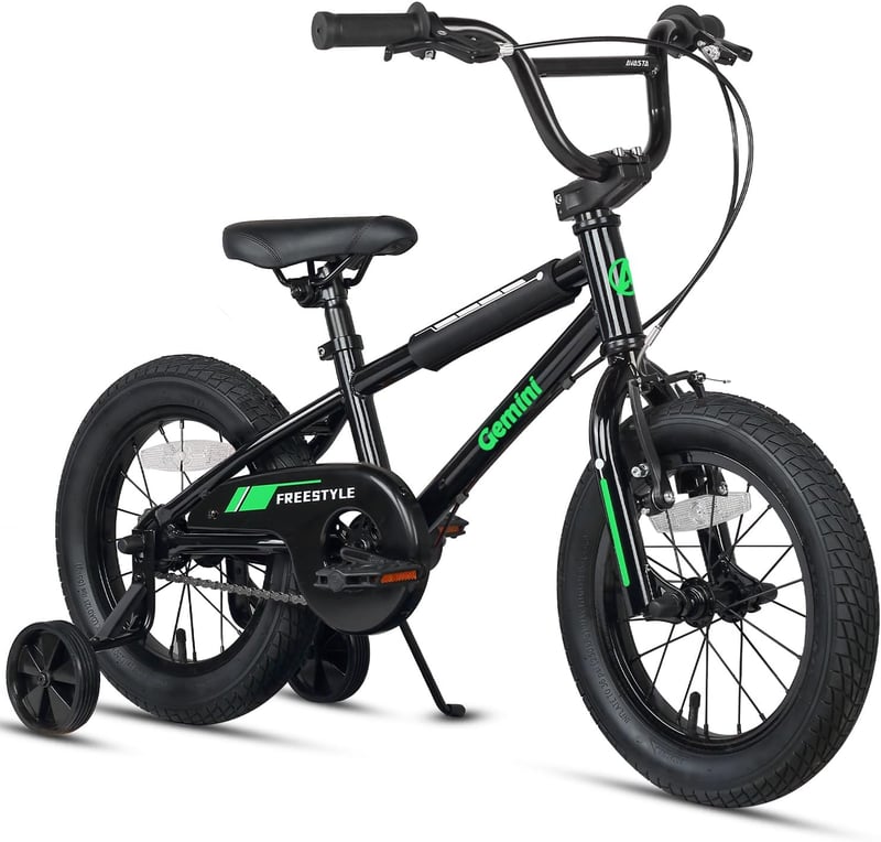 AVASTA Gyerek Kerékpár 12 14 16 Hüvelyk BMX Stílus Segédkerekekkel és Kitámasztóval 1-8 Éves Fiúknak Lányoknak Különböző Színekben
