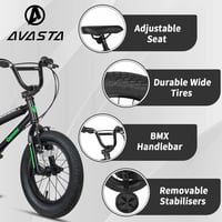 AVASTA Gyerek Kerékpár 12 14 16 Hüvelyk BMX Stílus Segédkerekekkel és Kitámasztóval 1-8 Éves Fiúknak Lányoknak Különböző Színekben 2