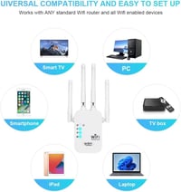 AVBVKG WiFi jelerősítő 1200 Mbps, 4 antennás, 2,4/5 GHz, Gigabit Ethernet, 1200 m² 5