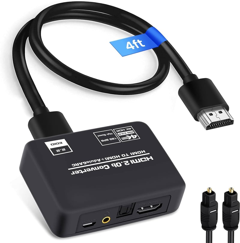 Convertor extractor audio HDMI 2.0b avedio links, 4K 60Hz, HDMI ARC, Toslink SPDIF, stereo 3,5 mm, HDCP 2.2, DTS 5.1, PCM, cu cablu optic inclus