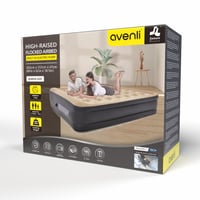 AVENLI High Raised nafukovacia posteľ pre hostí Queen Size 203x157x47 cm, so vstavanou elektrickou pumpou, čierno-béžová, s taškou 4