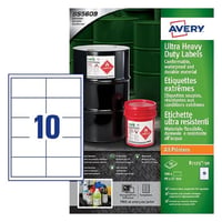 Samolepiace etikety Avery B7173-50 Ultra Resistant Waterproof GHS, 99x57 mm, biele, 500 ks, pre laserové a atramentové tlačiarne, certifikácia BS5609 1