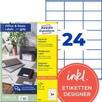 Etichete autoadezive albe Avery Zweckform 6122, Ultragrip, 70x36 mm, A4, 240 bucăți, 10 coli, imprimabile, etichete pentru expediere 1