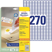 Univerzálne opakovane použiteľné samolepiace etikety Avery Zweckform L4730REV-25, 17,8x10 mm, biele, 30 listov, 6750+1350 ks 1