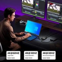 Avigers USB-C HDMI adapter 4K 60Hz, 4 az 1-ben, kettős monitor, Windows/macOS 4