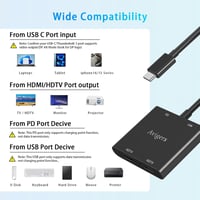 Avigers USB-C HDMI adapter 4K 60Hz, 4 az 1-ben, kettős monitor, Windows/macOS 5