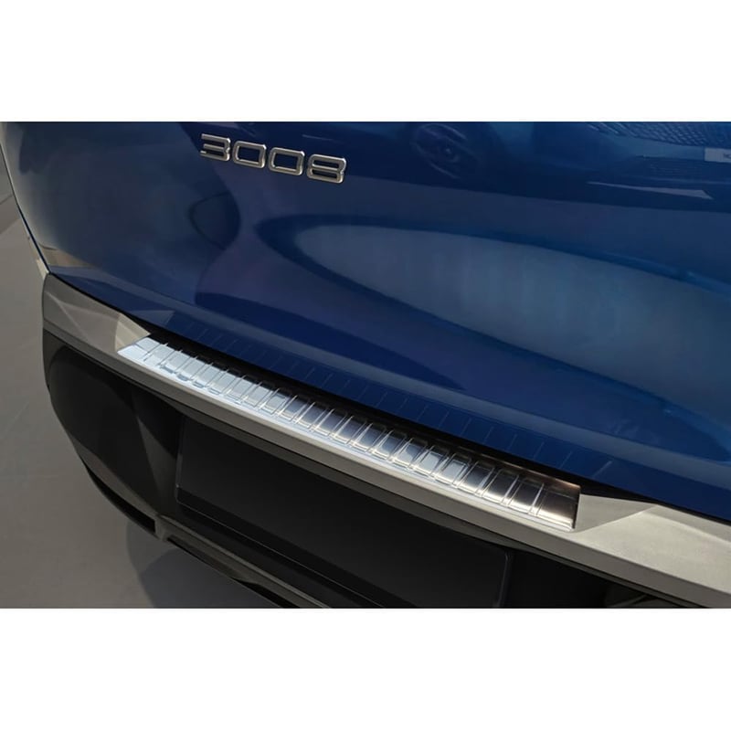 Nerezový ochranný kryt zadného nárazníka Avisa pre Peugeot 3008 III 2024-, vzor Ribs, strieborná nehrdzavejúca oceľ