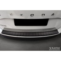 Avisa Matt Fekete Rozsdamentes Acél Hátsó Lökhárítóvédő Skoda Karoq Facelift 2022- és Sportline Facelift 2022- Modellekhez, Bordás Mintával 2
