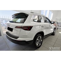 Avisa Matt Fekete Rozsdamentes Acél Hátsó Lökhárítóvédő Skoda Karoq Facelift 2022- és Sportline Facelift 2022- Modellekhez, Bordás Mintával 5