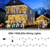 Avoalre 1000 LED-es tündérfény 25m IP44 vízálló meleg fehér 8 üzemmód kültéri karácsonyi dekoráció 5