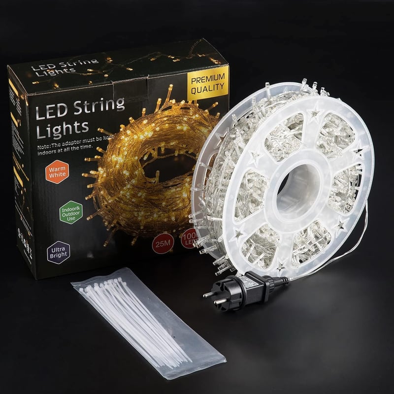 Avoalre 1000 LED-es tündérfény 25m IP44 vízálló meleg fehér 8 üzemmód kültéri karácsonyi dekoráció