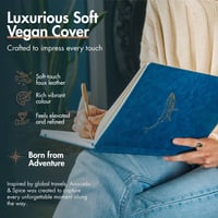 Zápisník Avocado & Spice A4 s tvrdou väzbou, linajkový, v darčekovej krabičke so zamatovým vrecúškom – záložka, gumička, držiak na pero, 200 strán, modrý 2