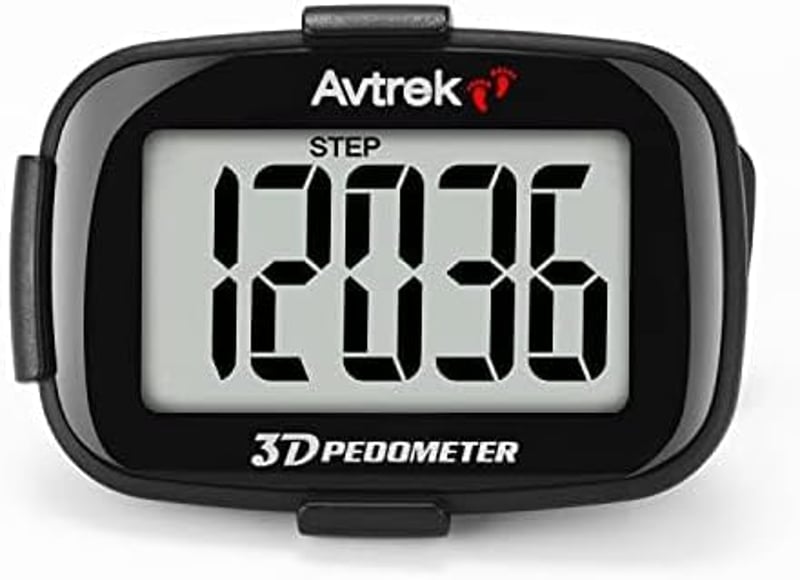 AVTREK Precíz 3D Lépésszámláló - Mini Pedométer Futáshoz, Sétához és Túrázáshoz - Alkalmazás Nélküli Működés, LCD Kijelző, Fekete