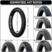 Duša AVVS pre 10 a 12-palcové kolesá so 45° a 90° AV ventilom pre kočíky, detské bicykle a e-kolobežky, 10x2.0 (54-152), 12 1/ 3