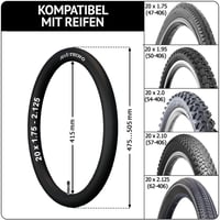 Cameră de bicicletă AVVS tech 20 inchi 20x1.75-2.125 (47/62-406) Butil Set cu ventil auto AV 40 pentru bicicletă copii, BMX, bicicletă pliabilă, remorcă, cu 2 leviere pentru anvelope 2