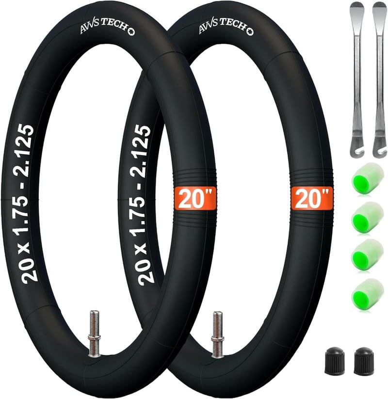 Cameră de bicicletă AVVS tech 20 inchi 20x1.75-2.125 (47/62-406) Butil Set cu ventil auto AV 40 pentru bicicletă copii, BMX, bicicletă pliabilă, remorcă, cu 2 leviere pentru anvelope