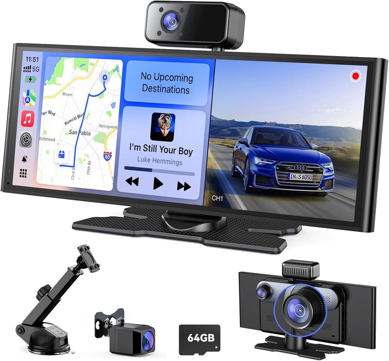 Avylet 10.26" Wireless CarPlay Android Auto Autós Képernyő GPS Dashcam