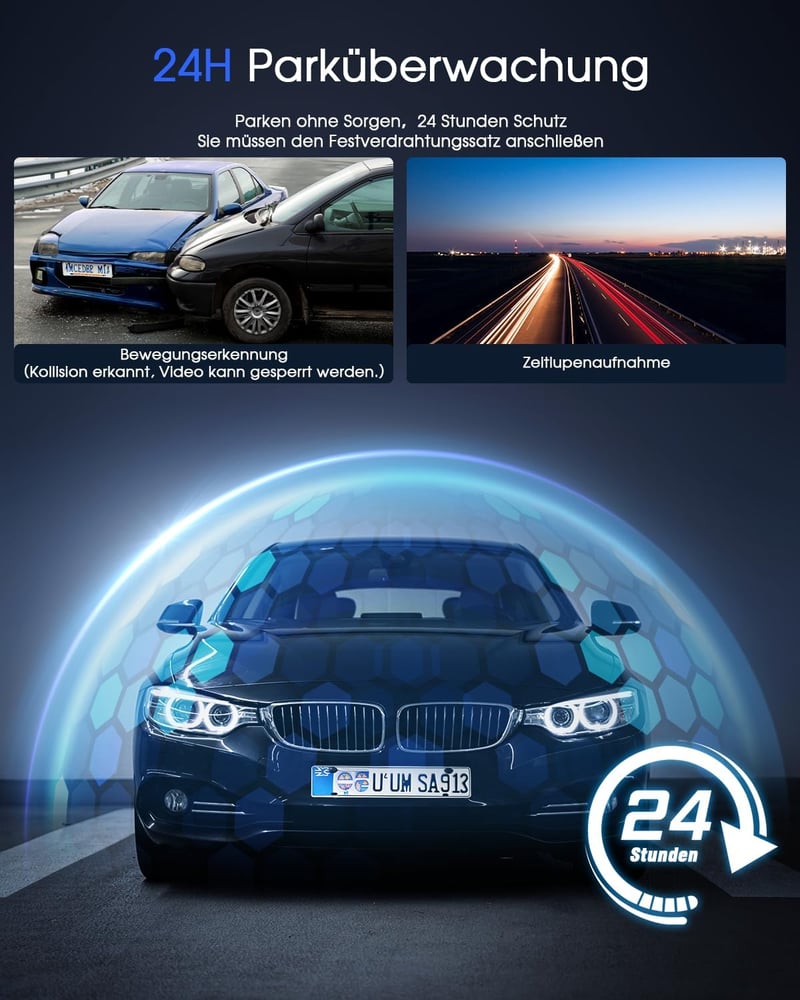 Avylet 2K WiFi Autós Fedélzeti Kamera GPS 64GB Éjszakai Látás 150° Parkolás Figyelés