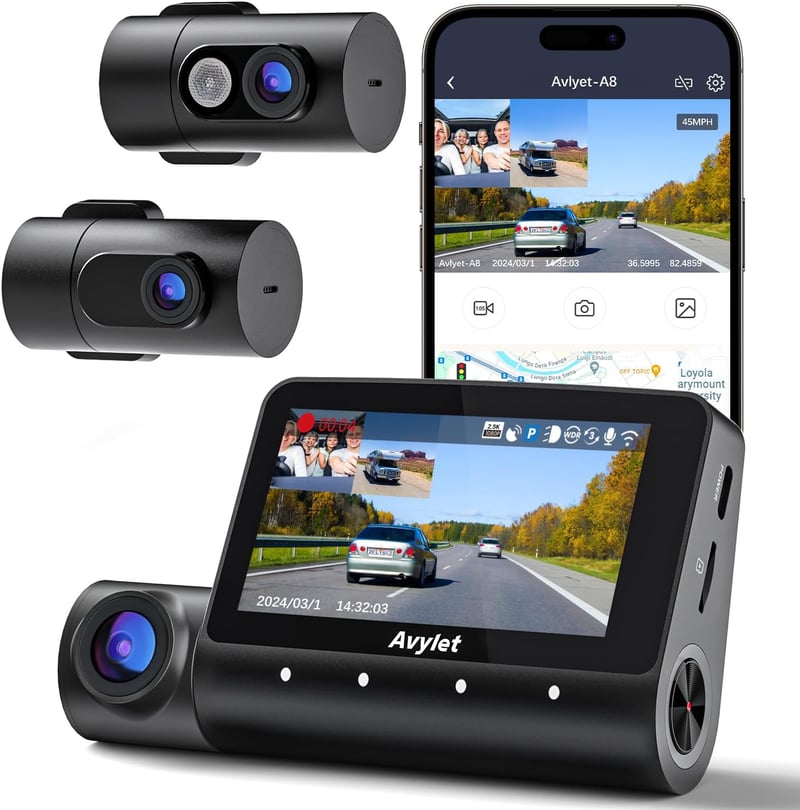 Avylet 5K autós fedélzeti kamera 3 csatornás GPS Wi-Fi 4K+1080P éjszakai látás 512 GB