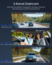 Avylet 5K autós fedélzeti kamera 3 csatornás GPS Wi-Fi 4K+1080P éjszakai látás 512 GB 3