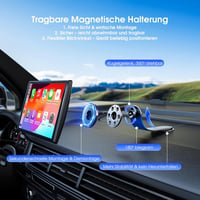Avylet 7" Hordozható Autós Kijelző CarPlay Android Érintőképernyő GPS Hangvezérlés 4