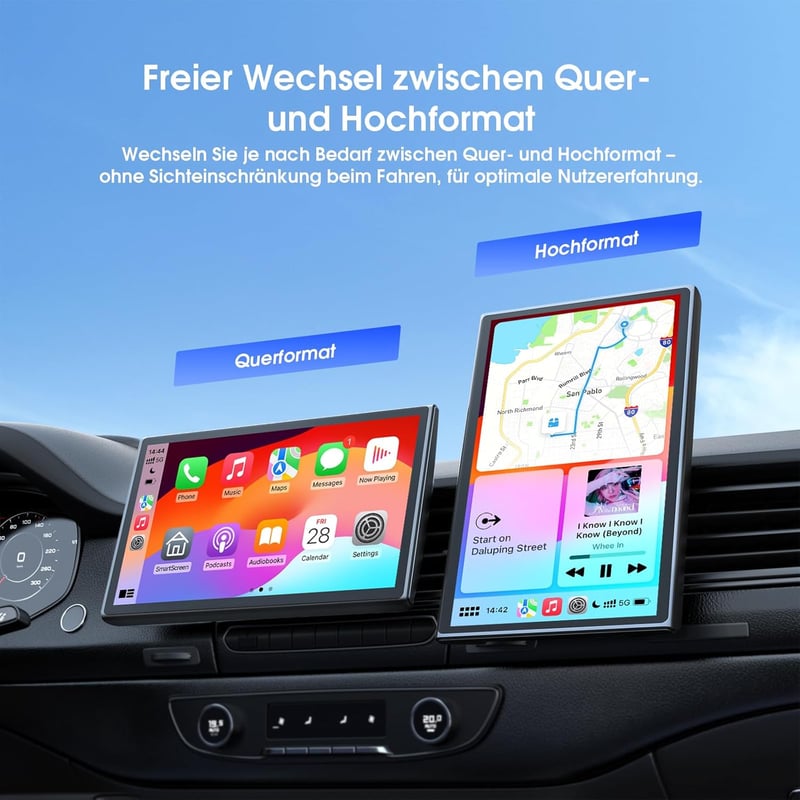 Avylet 7" Hordozható Autós Kijelző CarPlay Android Érintőképernyő GPS Hangvezérlés