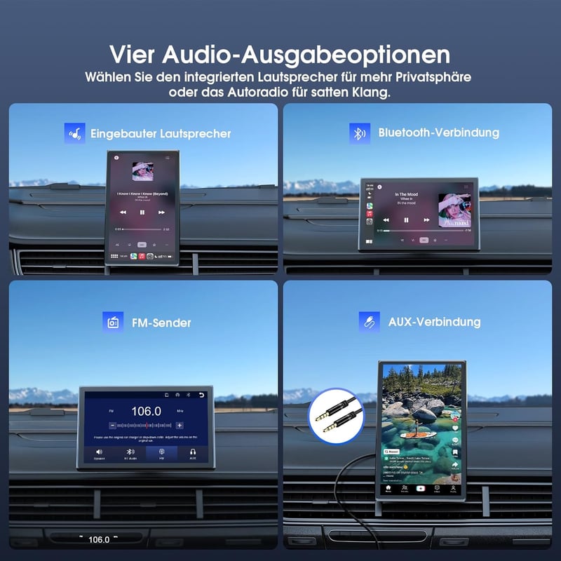 Avylet 7" Hordozható Autós Kijelző CarPlay Android Érintőképernyő GPS Hangvezérlés