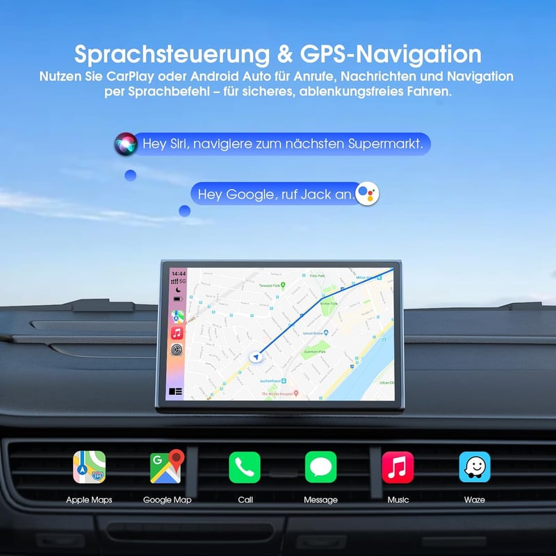 Avylet 7" Hordozható Autós Kijelző CarPlay Android Érintőképernyő GPS Hangvezérlés