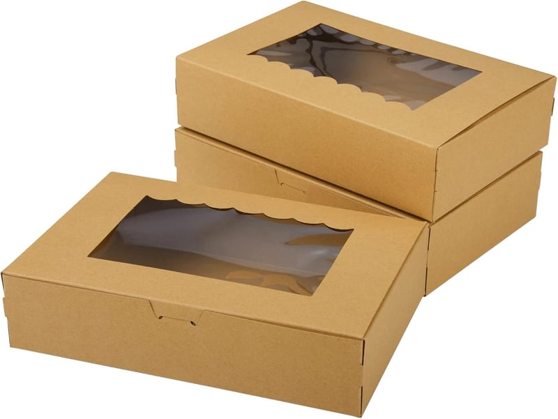 AWCIGG 20db Kraft Pékség Doboz Ablakos Sütemény Csomagolás 21,5x14x5,1cm