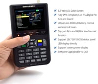AWKAQUN V9 Digitális Műholdkereső HD DVB-S/S2 Műhold Detektor H.265 Támogatással - Pontos Antenna Beállításhoz, 3000mA Akkumulátor 6