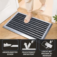 awliye Alumínium Lábtörlő 40x60 cm - Kültéri Cipőkaparó Szürke-Fekete, Időjárásálló Sárkiszedő Szőnyeg Alumínium Kerettel 4