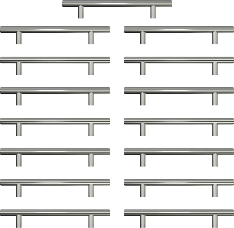 AwmnSrman Konyhai Fogantyú Szett - 15 db Rozsdamentes Acél Szekrényfogantyú, 128 mm, Ezüst, Modern Megjelenés Konyhaszekrényekhez, Fiókokhoz
